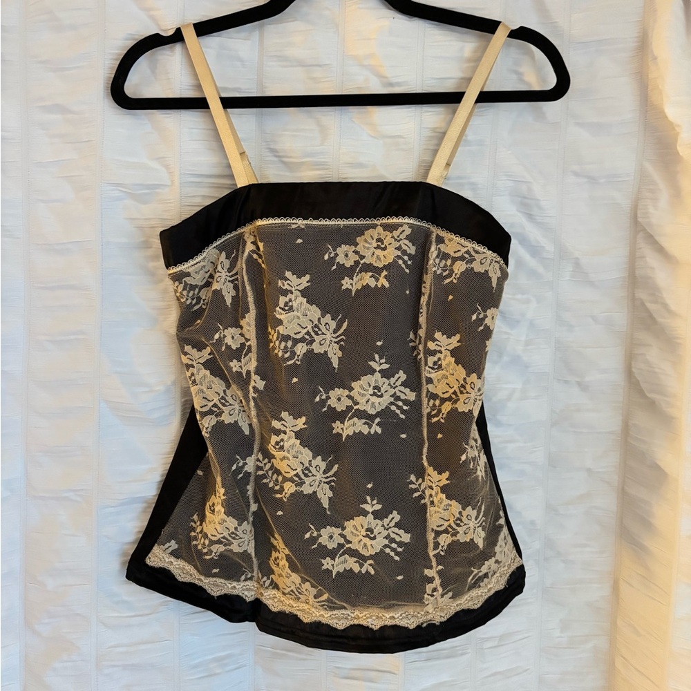chic black and cream lace going out top